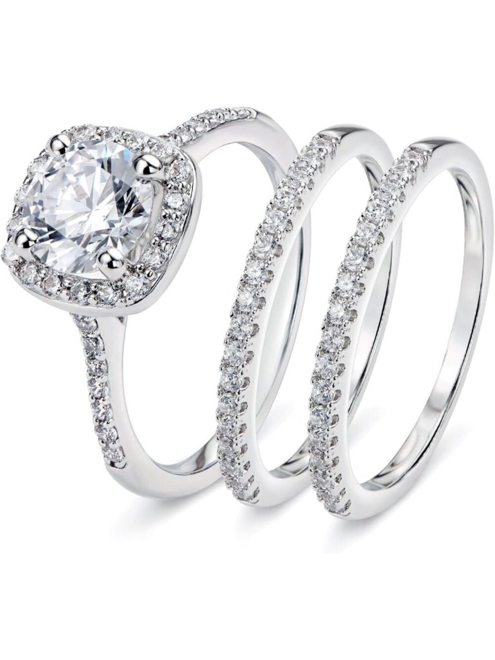 Stunning 18K Gold Plated Halo Engagement Ring, 2 Carat AAAAA CZ, Sizes 4-12